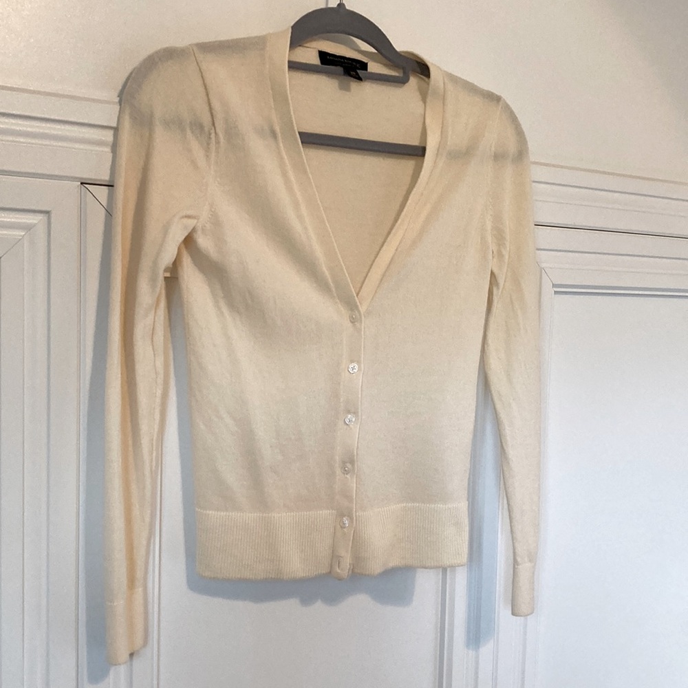 Banana Republic Cream V-Neck Cardigan